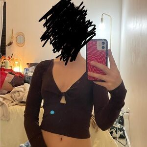 Ulla Johnson Black Long Sleeve Crop Top